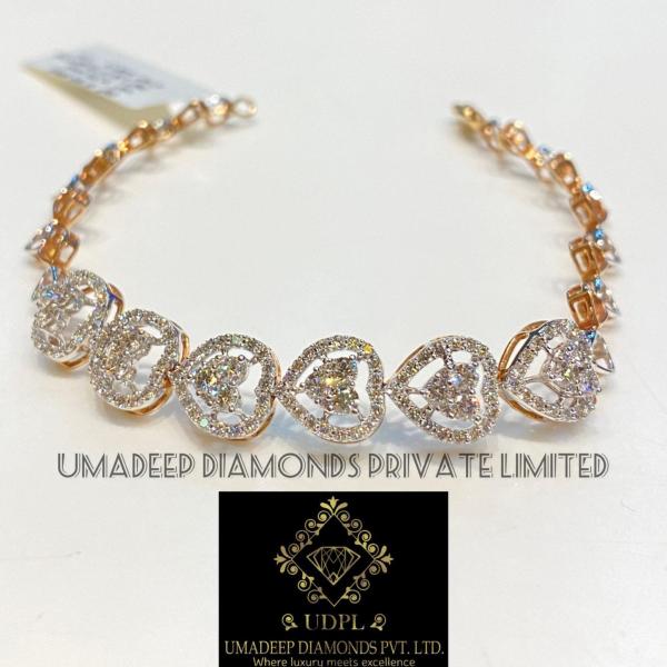 Dual Tone Rose & White Gold 14k Diamond Tennis Bracelet