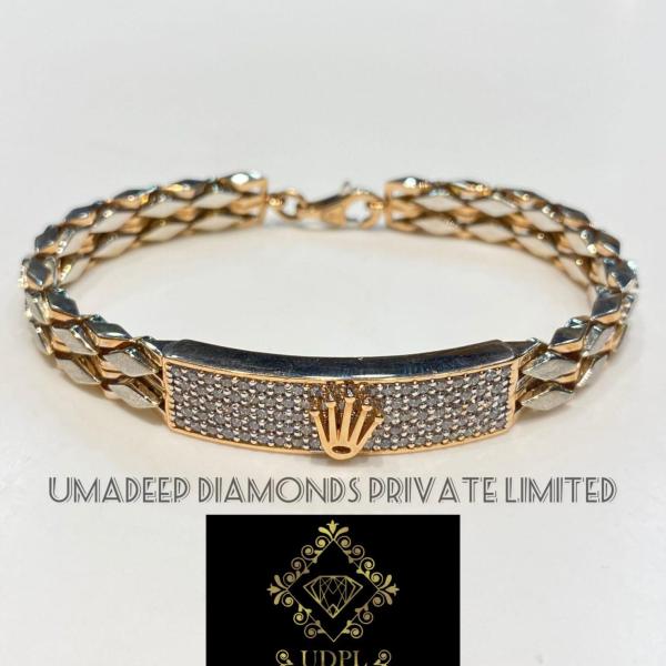 Dual Tone Rose & White Gold Gents Bracelet 18k