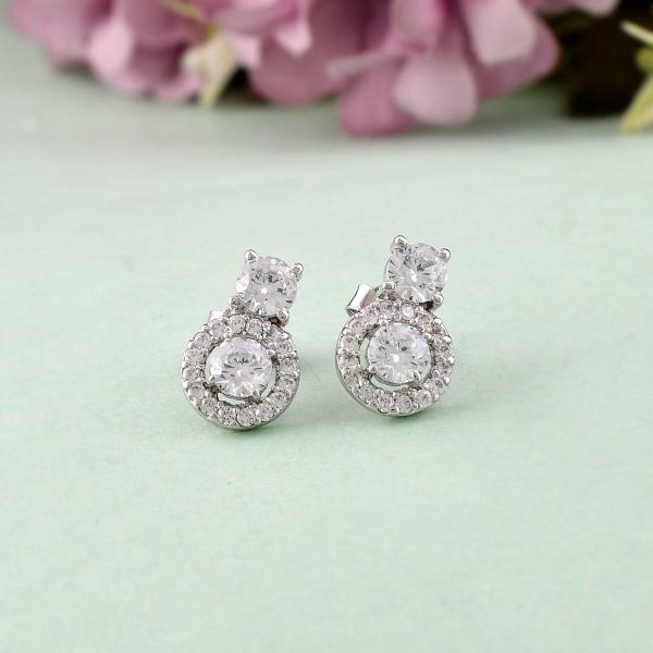 925 Sterling Silver Swarovski Zirconia Minimalistic Designer Stud Earrings