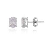 925 Sterling Silver Real Swarovski Zirconia Gemstone Oval Shape Stud Earrings