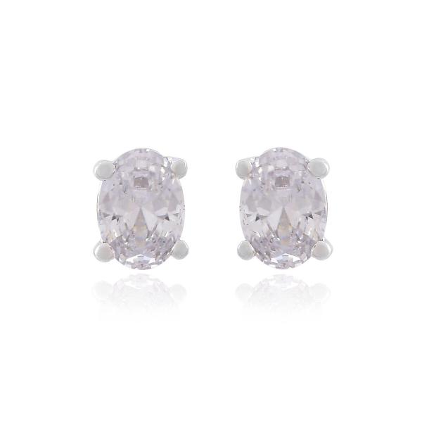 925 Sterling Silver Real Swarovski Zirconia Gemstone Oval Shape Stud Earrings