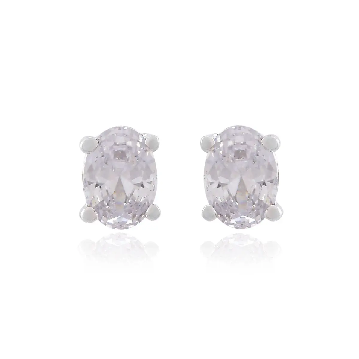 925 Sterling Silver Real Swarovski Zirconia Gemstone Oval Shape Stud Earrings