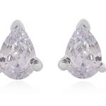 925 Sterling Silver Real Cubic Zirconia Gemstone Pear Shape Stud Earrings