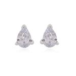 925 Sterling Silver Real Cubic Zirconia Gemstone Pear Shape Stud Earrings