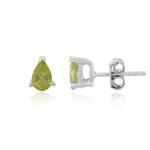 925 Sterling Silver Real Peridot Gemstone Pear Shape Stud Earrings