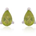 925 Sterling Silver Real Peridot Gemstone Pear Shape Stud Earrings