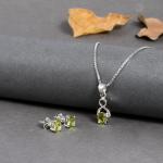 925 Sterling Silver Natural Peridot Gemstone Pendent Set for Women & Girls