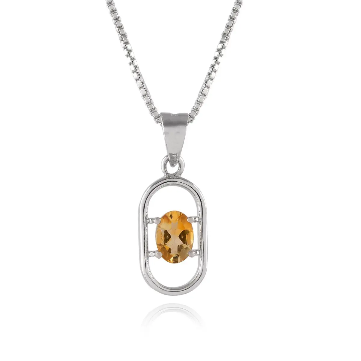 925 Sterling Silver Natural Citrine Gemstone Pendent with Chain for Women & Girls