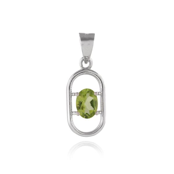 925 Sterling Silver Natural Peridot Gemstone Pendent / Locket for Women & Girls