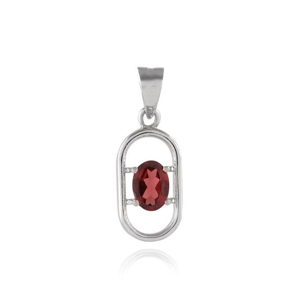925 Sterling Silver Natural Garnet Gemstone Pendant / Locket for Women & Girls