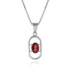 925 Sterling Silver Natural Garnet Gemstone Pendent with Chain for Women & Girls