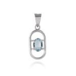 925 Sterling Silver Natural Blue Topaz Gemstone Pendant / Locket for Women & Girls