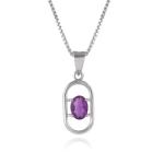 925 Sterling Silver Natural Amethyst Gemstone Pendent with Chain for Women & Girls