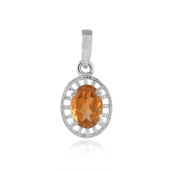 925 Sterling Silver Natural Golden Topaz Gemstone Pendant / Locket for Women & Girls