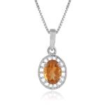 925 Sterling Silver Natural Golden Topaz Gemstone Pendent with Chain for Women & Girls