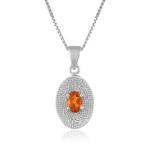 925 Sterling Silver Natural Golden Topaz Gemstone Pendent with Chain for Women & Girls