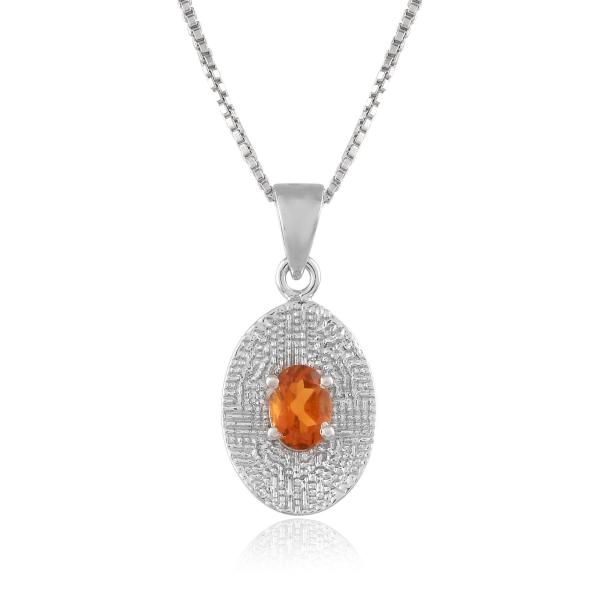 925 Sterling Silver Natural Golden Topaz Gemstone Pendent with Chain for Women & Girls