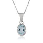 925 Sterling Silver Natural Blue Topaz Gemstone Pendent with Chain for Women & Girls