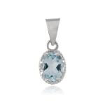 925 Sterling Silver Natural Blue Topaz Gemstone Pendant / Locket for Women & Girls