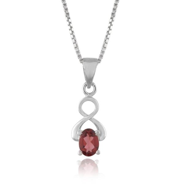 925 Sterling Silver Natural Garnet Gemstone Pendent with Chain for Women & Girls