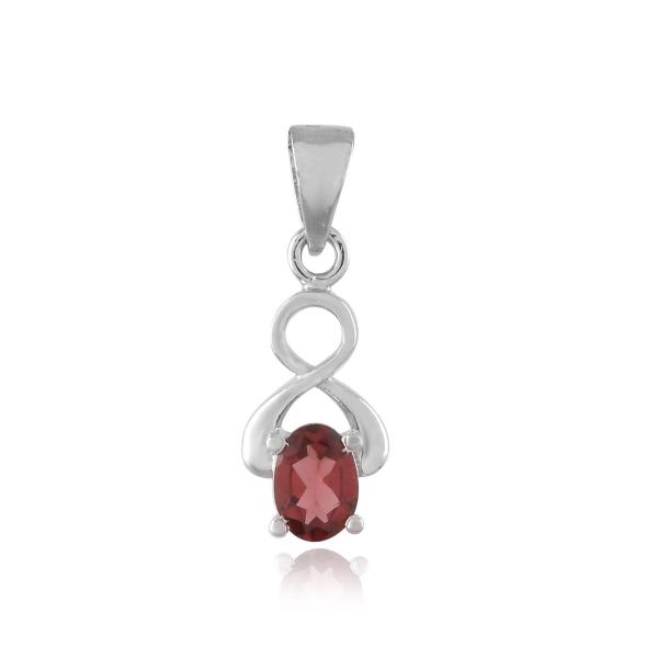 925 Sterling Silver Natural Garnet Gemstone Pendant / Locket for Women & Girls