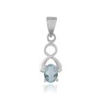 925 Sterling Silver Natural Blue Topaz Gemstone Pendant / Locket for Women & Girls