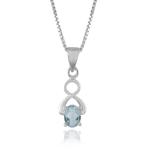 925 Sterling Silver Natural Blue Topaz Gemstone Pendent with Chain for Women & Girls