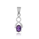 925 Sterling Silver Natural Amethyst Gemstone Pendant / Locket for Women & Girls