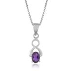 925 Sterling Silver Natural Amethyst Gemstone Pendent with Chain for Women & Girls