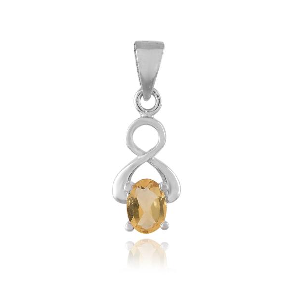 925 Sterling Silver Natural Citrine Gemstone Pendant / Locket for Women & Girls