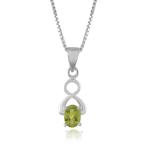 925 Sterling Silver Natural Peridot Gemstone Pendent with Chain for Women & Girls