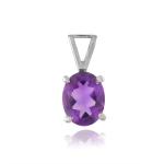 925 Sterling Silver Natural Amethyst Gemstone Pendant / Locket for Women & Girls