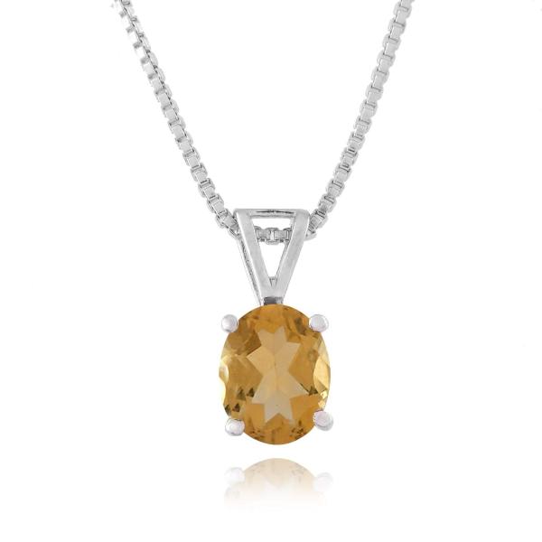 925 Sterling Silver Natural Citrine Gemstone Pendent with Chain for Women & Girls