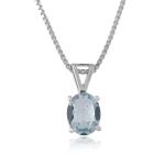 925 Sterling Silver Natural Blue Topaz Gemstone Pendent with Chain for Women & Girls