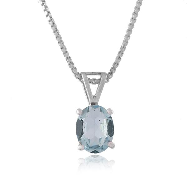 925 Sterling Silver Natural Blue Topaz Gemstone Pendent with Chain for Women & Girls