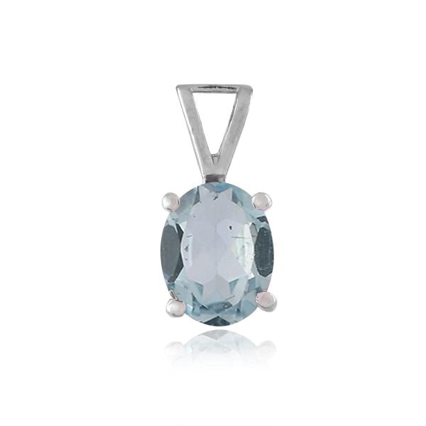 925 Sterling Silver Natural Blue Topaz Gemstone Pendant / Locket for Women & Girls