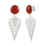 925 Sterling Silver Natural Red onyx Gemstone Dangler Drop Earrings