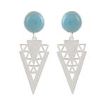 925 Sterling Silver Natural Blue chalcedony Gemstone Dangler Drop Earrings