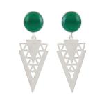 925 Sterling Silver Natural Green onyx Gemstone Dangler Drop Earrings