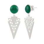 925 Sterling Silver Natural Green onyx Gemstone Dangler Drop Earrings