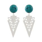 925 Sterling Silver Natural Turquoise Gemstone Dangler Drop Earrings