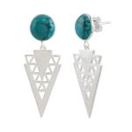 925 Sterling Silver Natural Turquoise Gemstone Dangler Drop Earrings