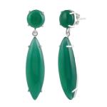 925 Sterling Silver Natural Green onyx Gemstone Dangler Drop Earrings