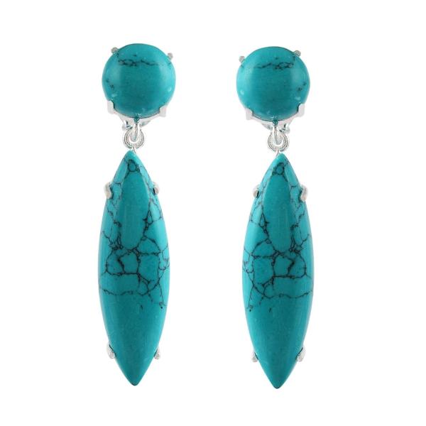 925 Sterling Silver Natural Turquoise Gemstone Dangler Drop Earrings