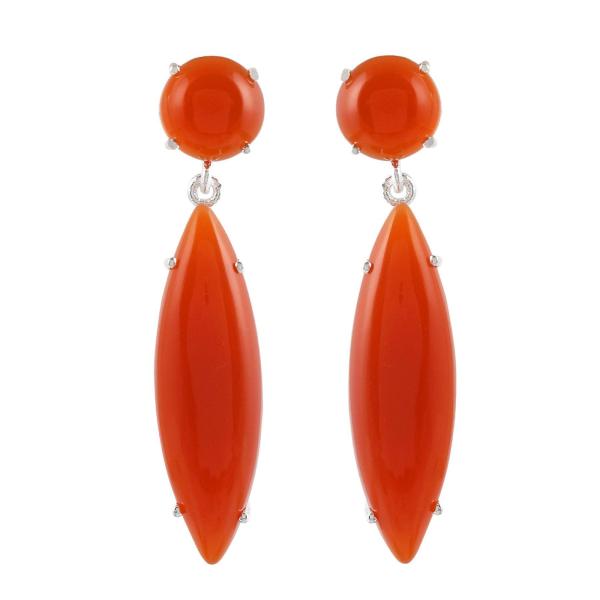 925 Sterling Silver Natural Red onyx Gemstone Dangler Drop Earrings