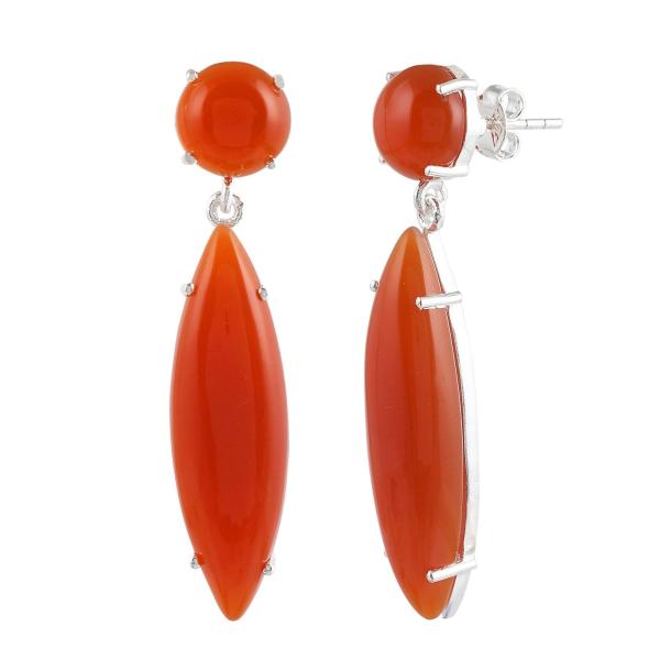 925 Sterling Silver Natural Red onyx Gemstone Dangler Drop Earrings