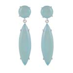 925 Sterling Silver Natural Blue chalcedony Gemstone Dangler Drop Earrings