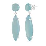 925 Sterling Silver Natural Blue chalcedony Gemstone Dangler Drop Earrings