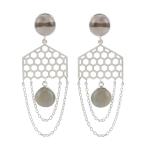 925 Sterling Silver Natural Smoky Gemstone Dangler Drop Earrings