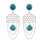 925 Sterling Silver Natural Turquoise Gemstone Dangler Drop Earrings